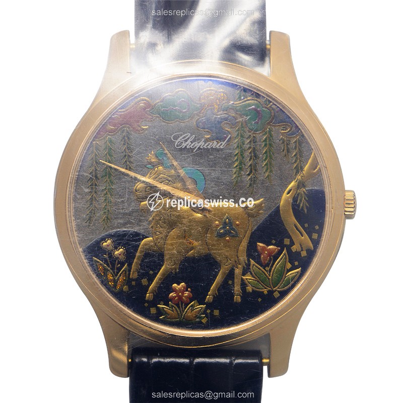 Chopard L.U.C 161902-5060 - Automatic - 18kt Rose Gold - Buckle Clasp - Black Alligator Strap - Luxury Replica L.U.C Watch